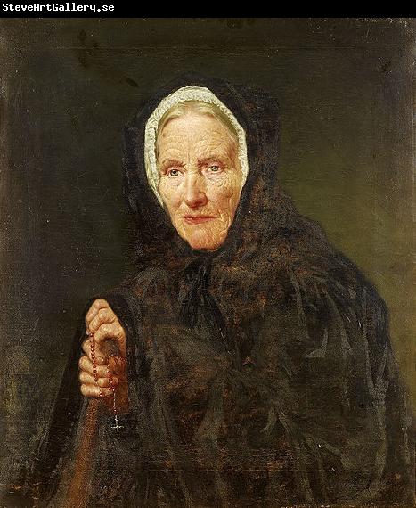 Carl d Unker Old Woman with a Rosary